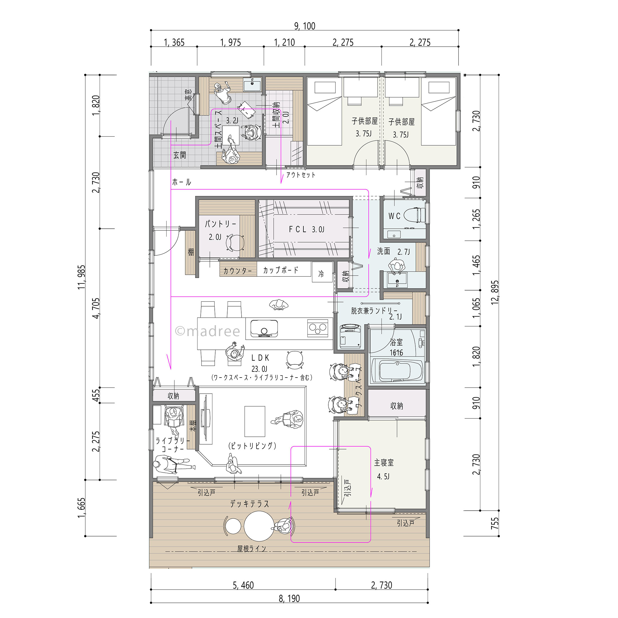 家事ラク動線で趣味時間をつくりだす、四季感じる自然とつながる平屋