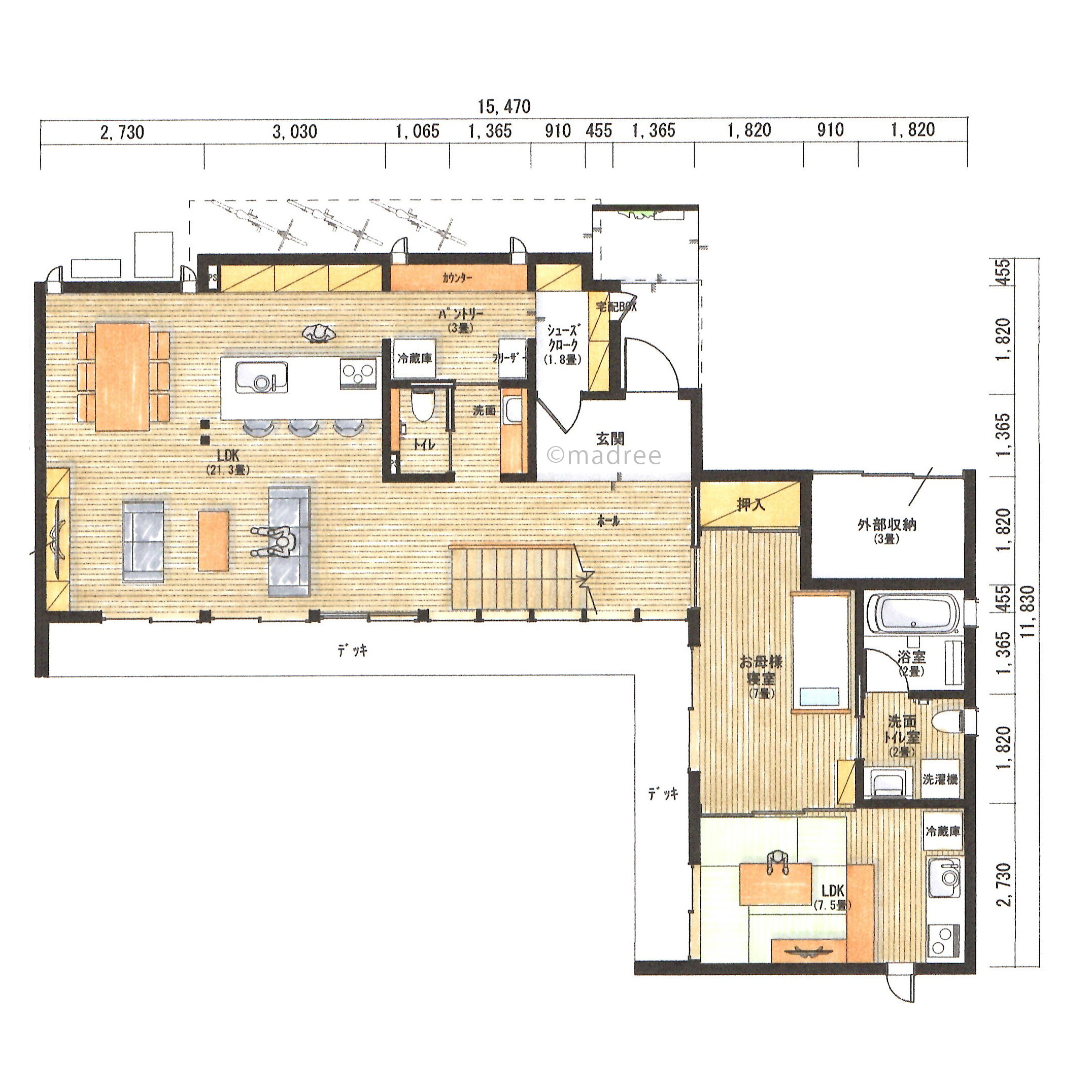 開放感とプライバシーを両立、緑を臨むひだまりの二世帯住宅