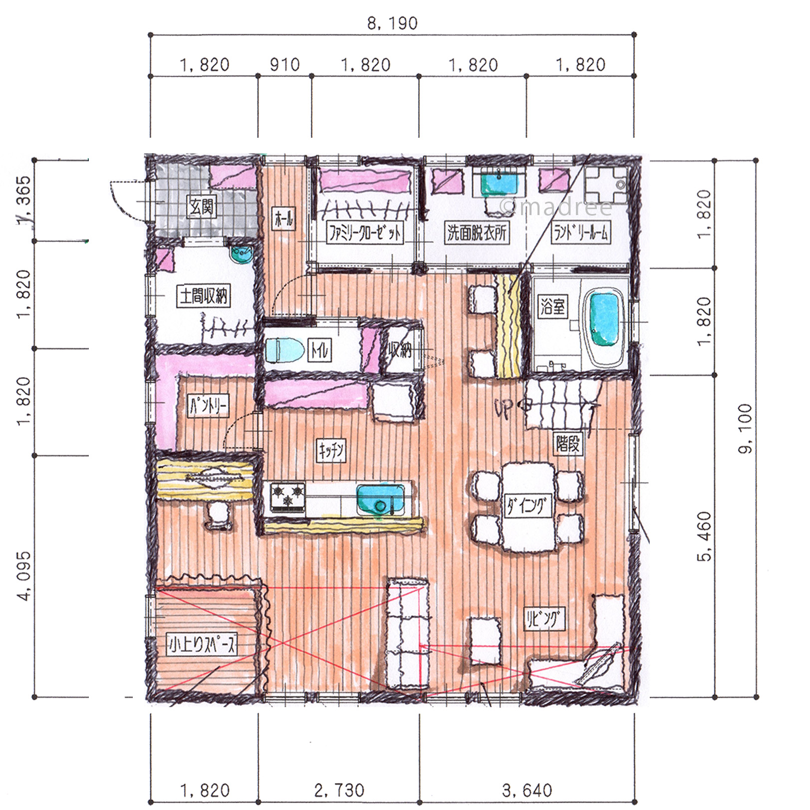 互いに気配を感じながら仕事に集中、程よい距離感のワークスペースのある家