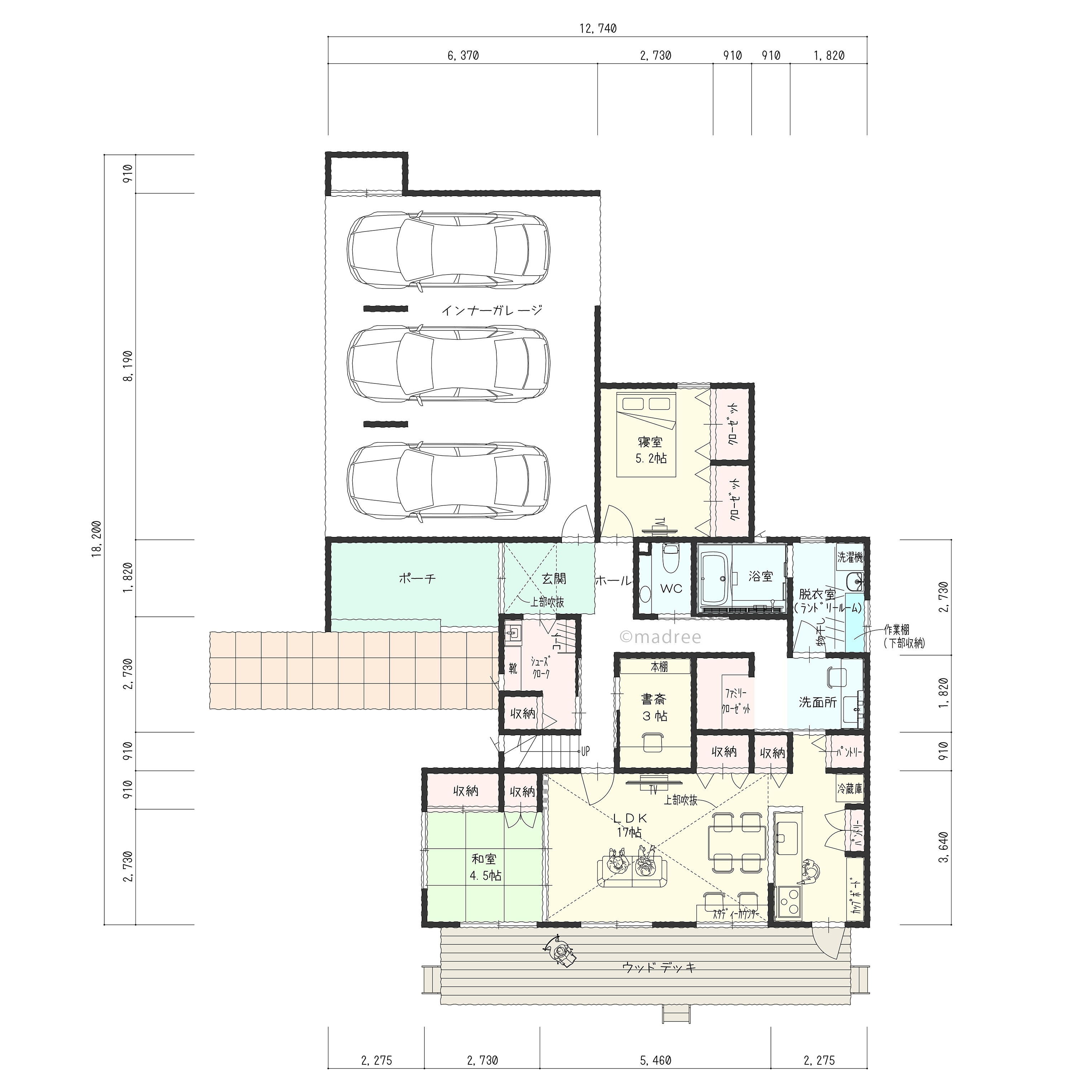 キッチンから家族を見守る、家事も子育てもしやすい回遊動線の家