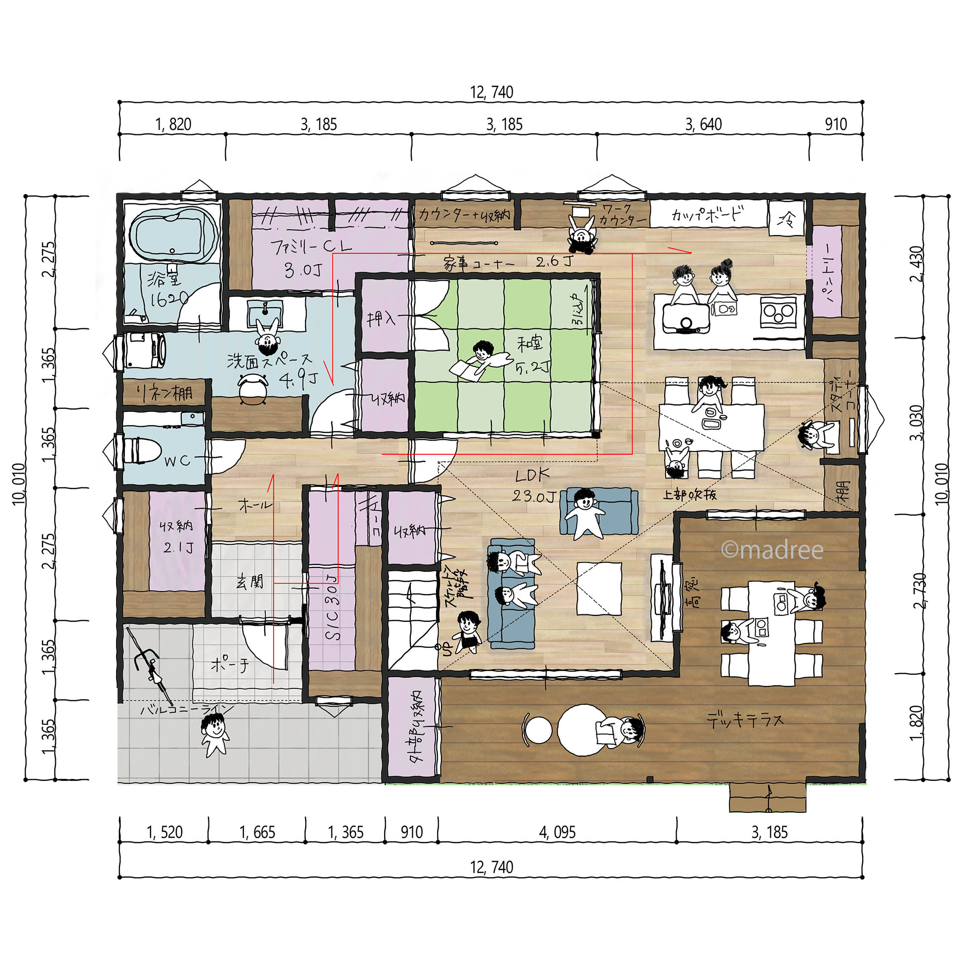 内外のつながりが楽しさ生み出す、居心地良いプライベート空間充実の家
