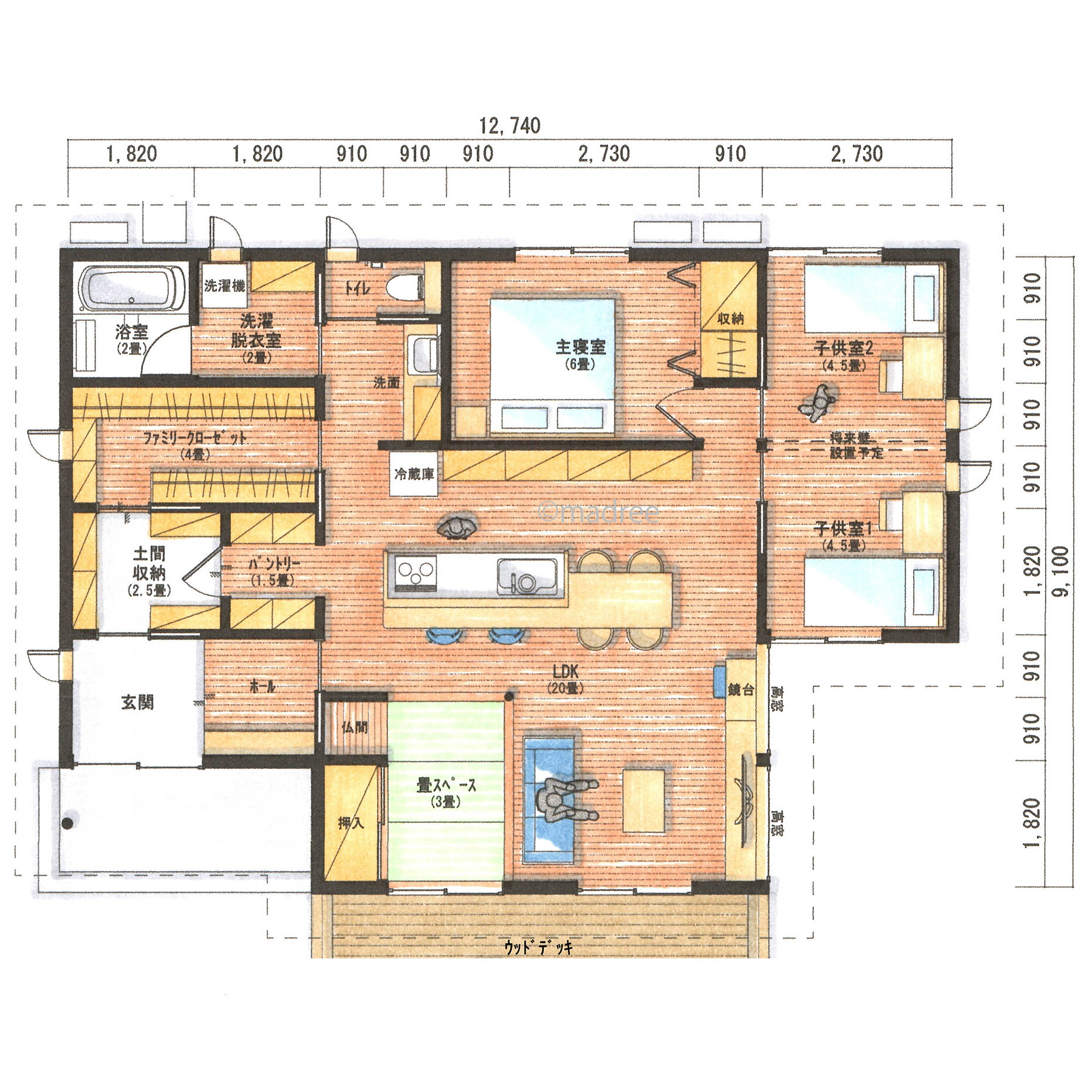 オープンキッチンから家族見守る、コミュニケーション育む回遊動線の平屋