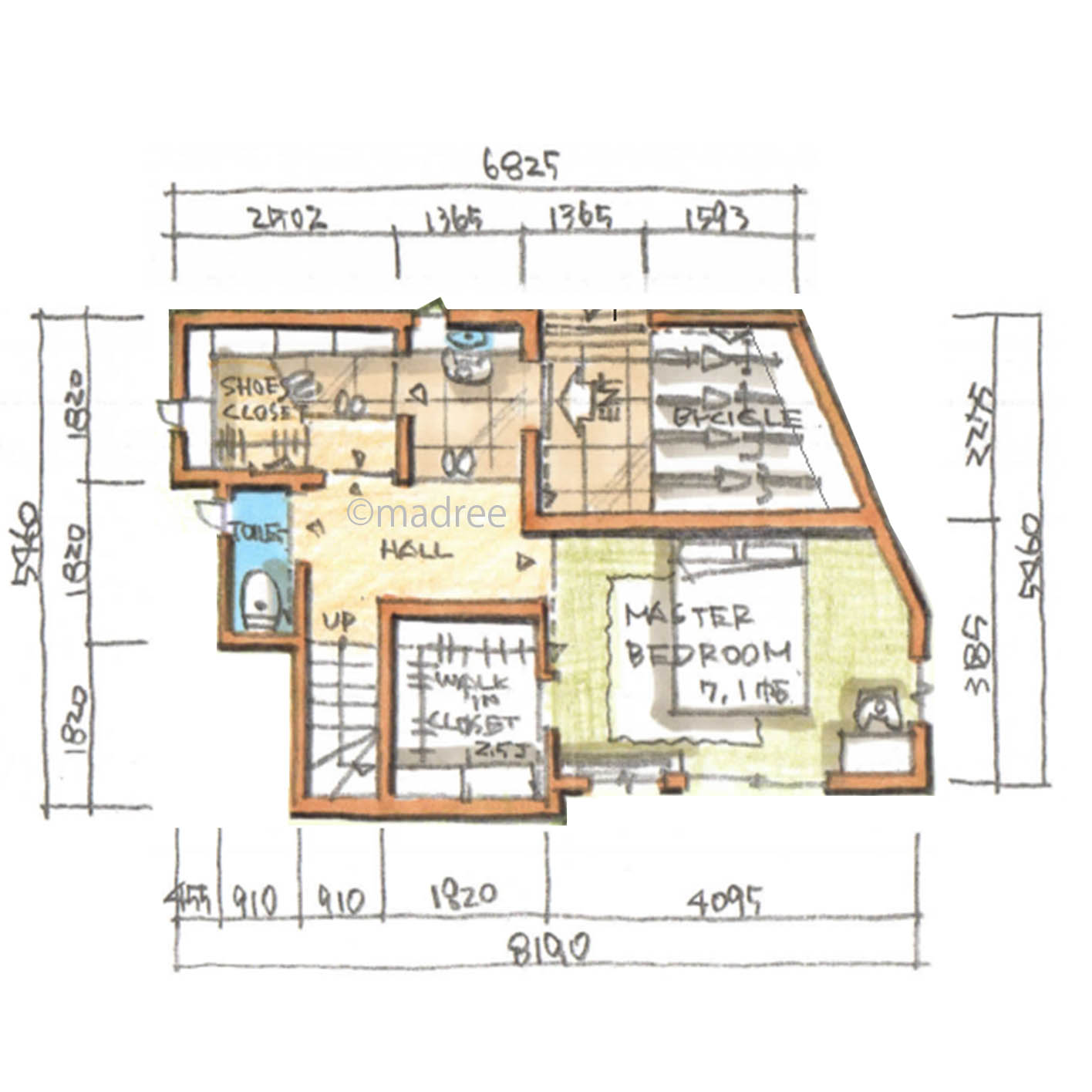 外に抜ける視線で開放感生み出す、収納と動線重視の３階建て狭小住宅