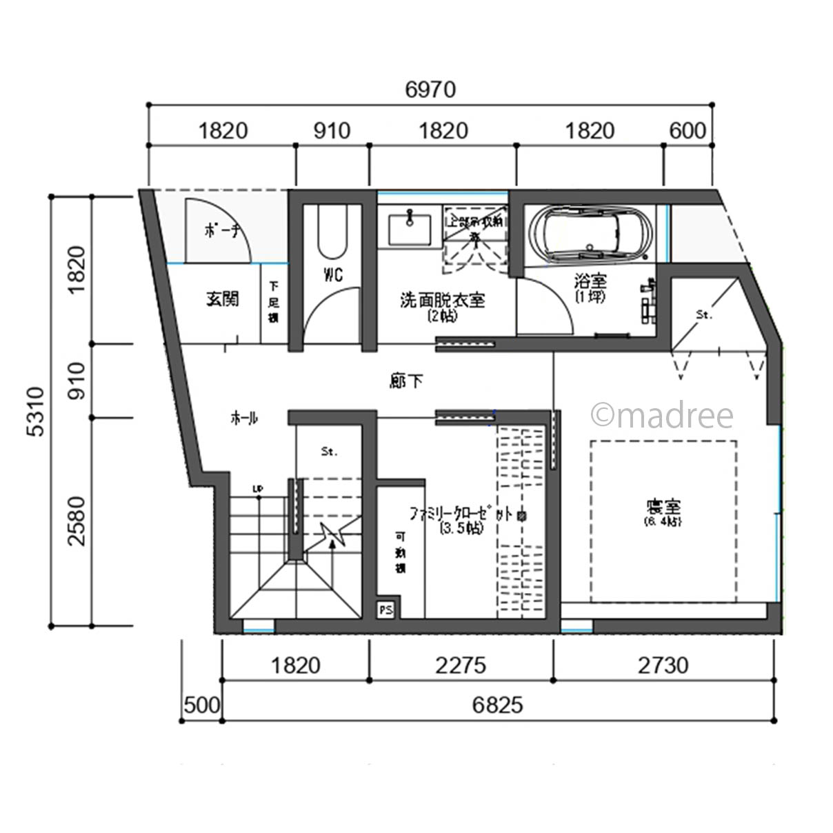 無駄のない収納と動線で毎日をラクに、視線が外に抜ける狭小地３階建の家