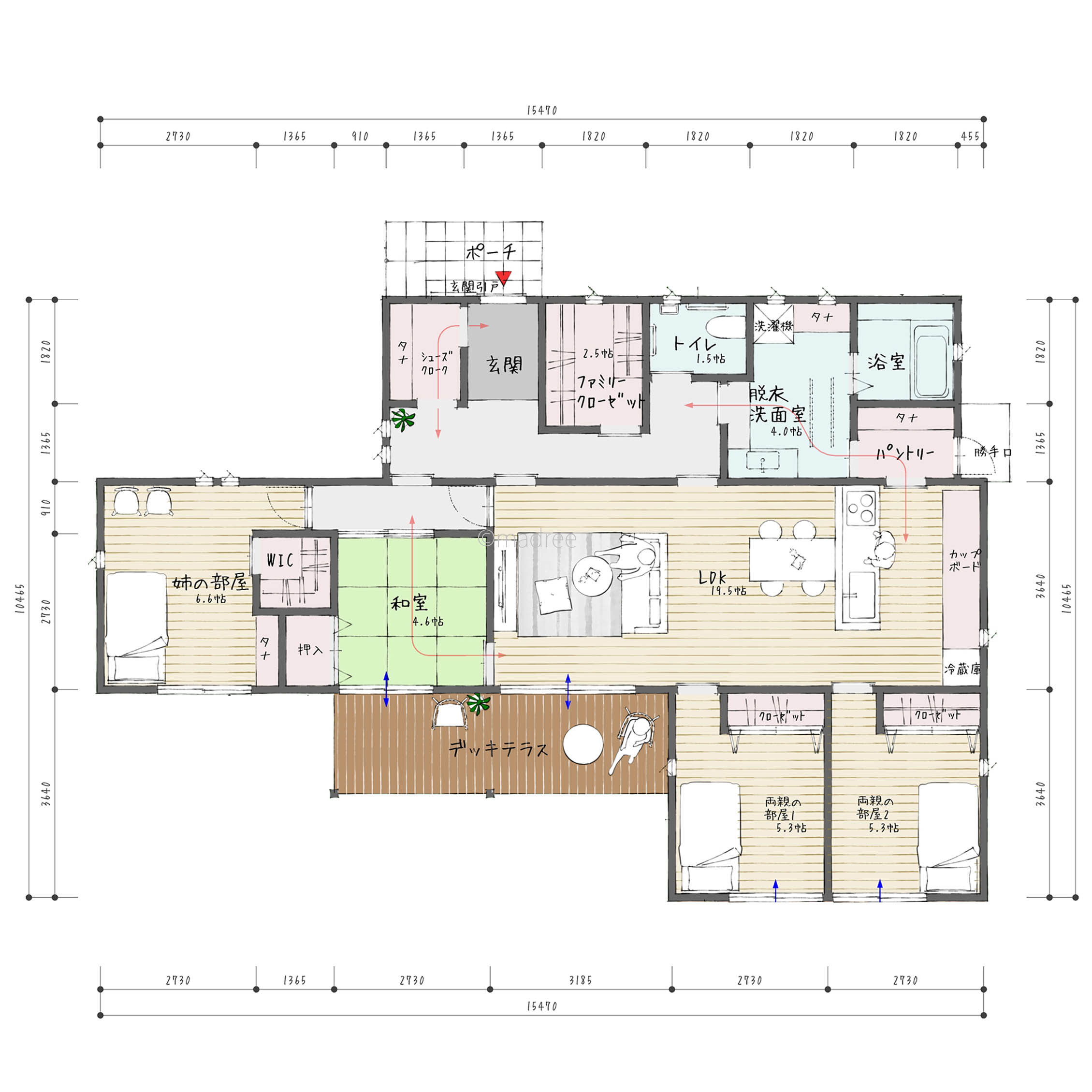すべての部屋が南の光とテラスに繋がる、ワンフロアで家族の時間を育む贅沢な平屋