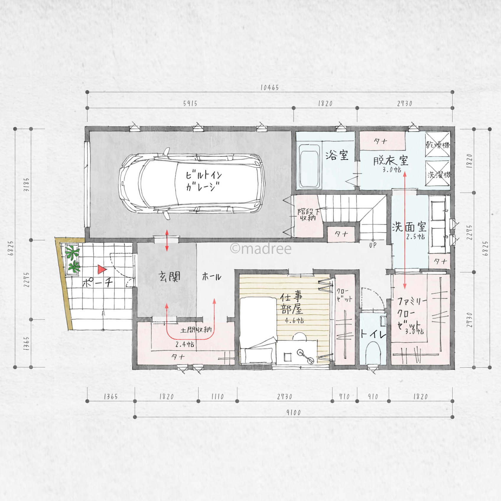 帰宅動線と収納にこだわり抜いた、家族みんなが片付け上手になる3階建て