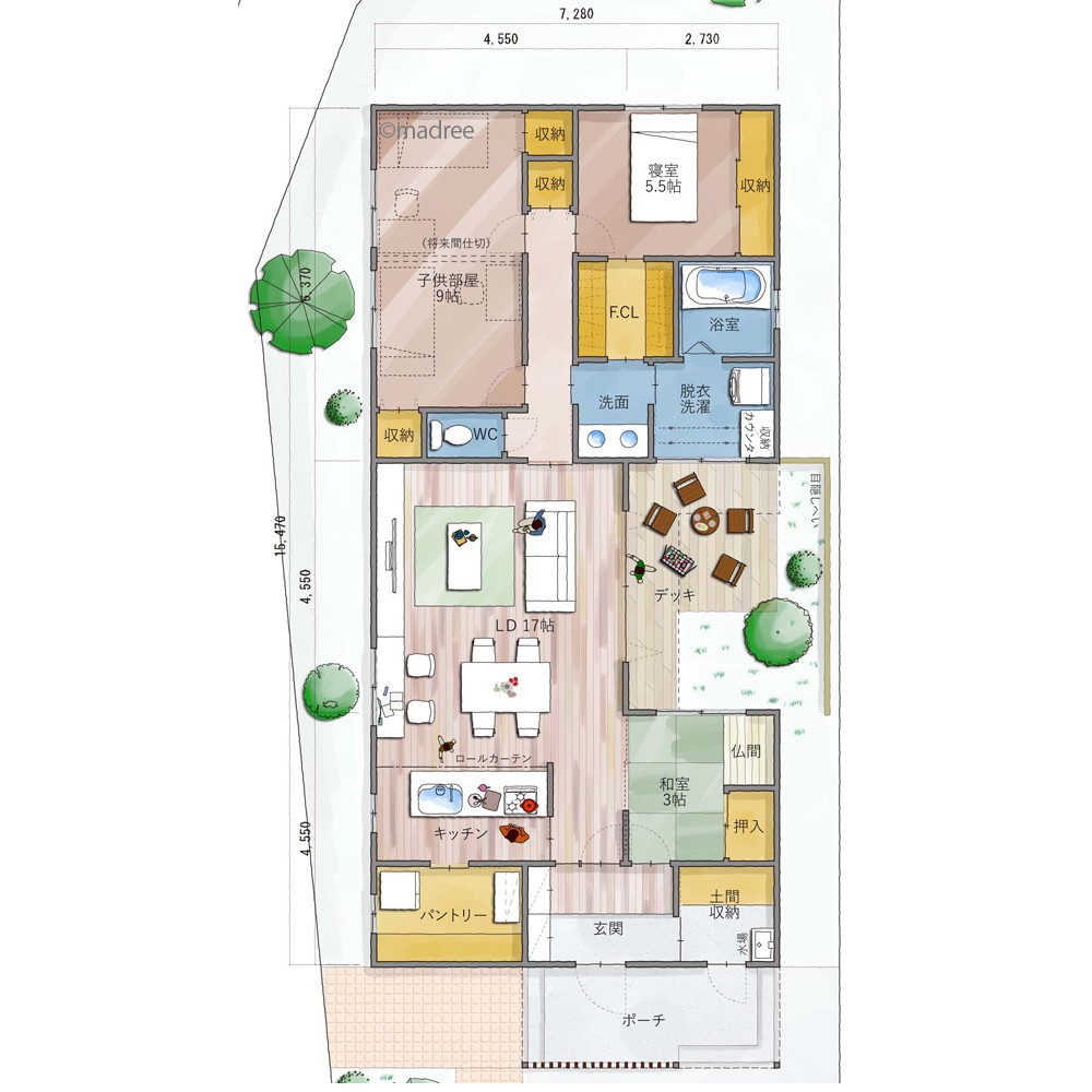 内外のつながりが良く、アウトドアが楽しくなる平屋の家