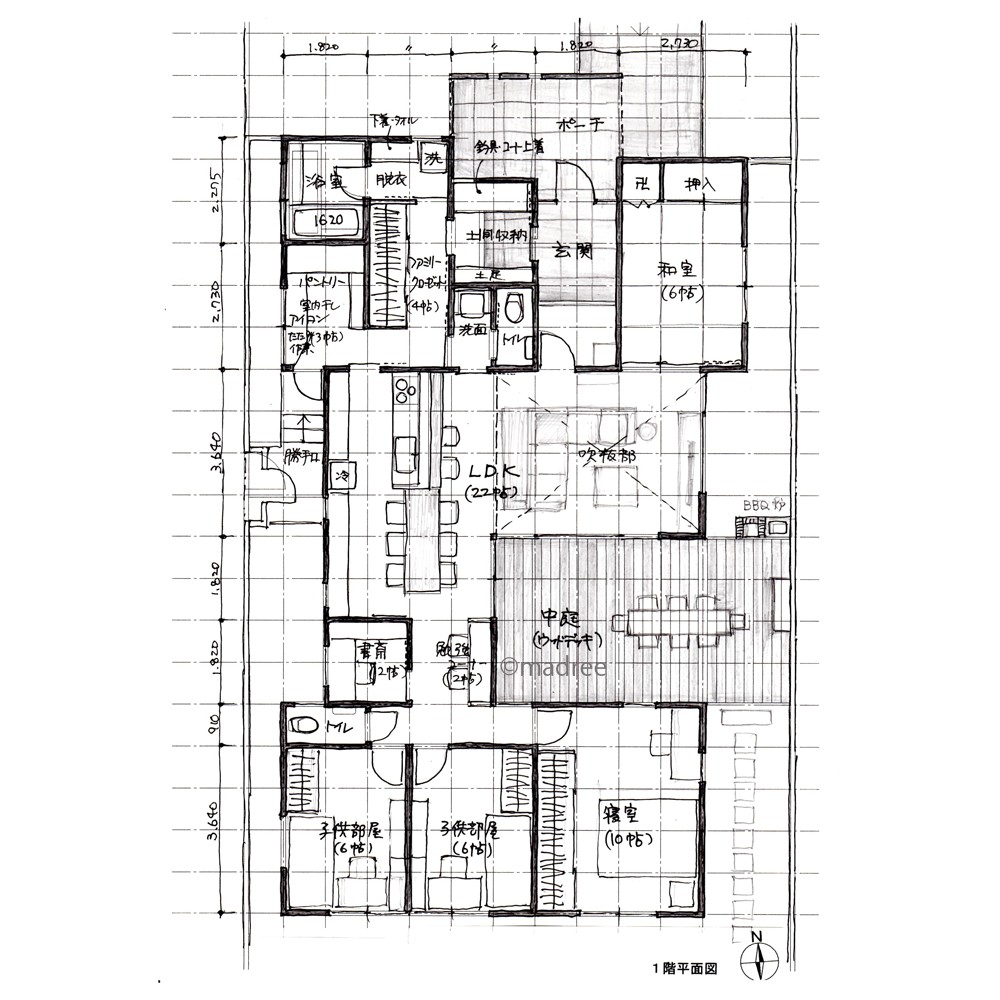 家事動線がよく、プライバシーを確保できる平屋
