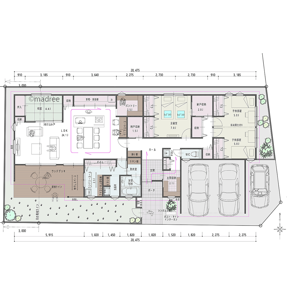 大人数でもキッチン周りストレスなし、広々LDKでホームパーティー楽しむ平屋