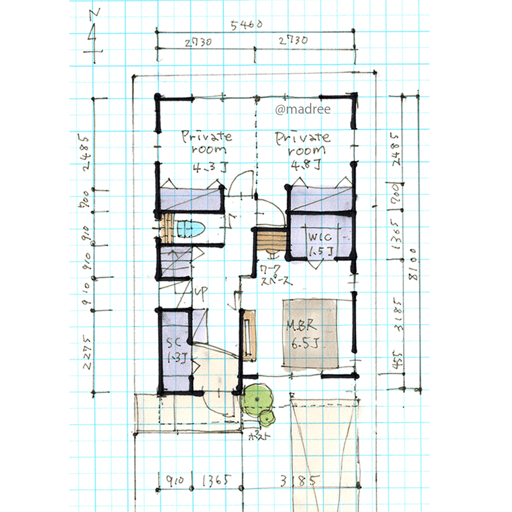 人目を気にせず眺望を楽しむ、生活空間を集約した2階LDKの家