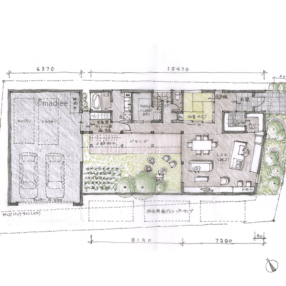 屋上デッキで日常から離れて癒やしの時間を、自然に囲まれたアウトドア好きの家