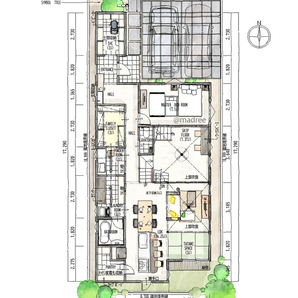 床下活用の納戸で収納量UP、1階に暮らしをまとめた平屋風の家