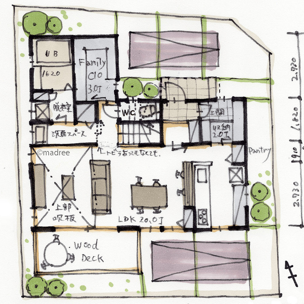 カーテンなしでも安心の陽だまりLDKで、開放的にプライベート時間過ごす家