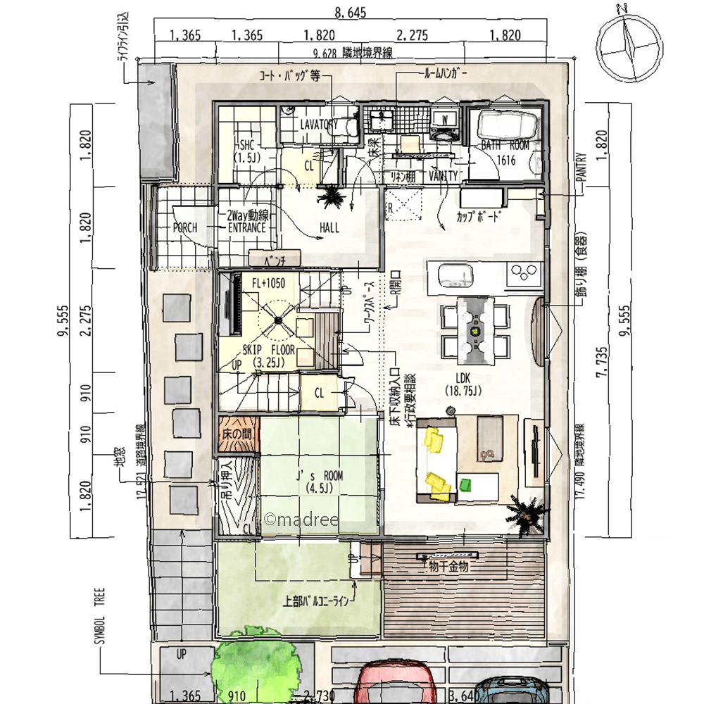 繋がる空間で家族を近くに感じる、趣味にも仕事にも活躍するスキップフロアのある家