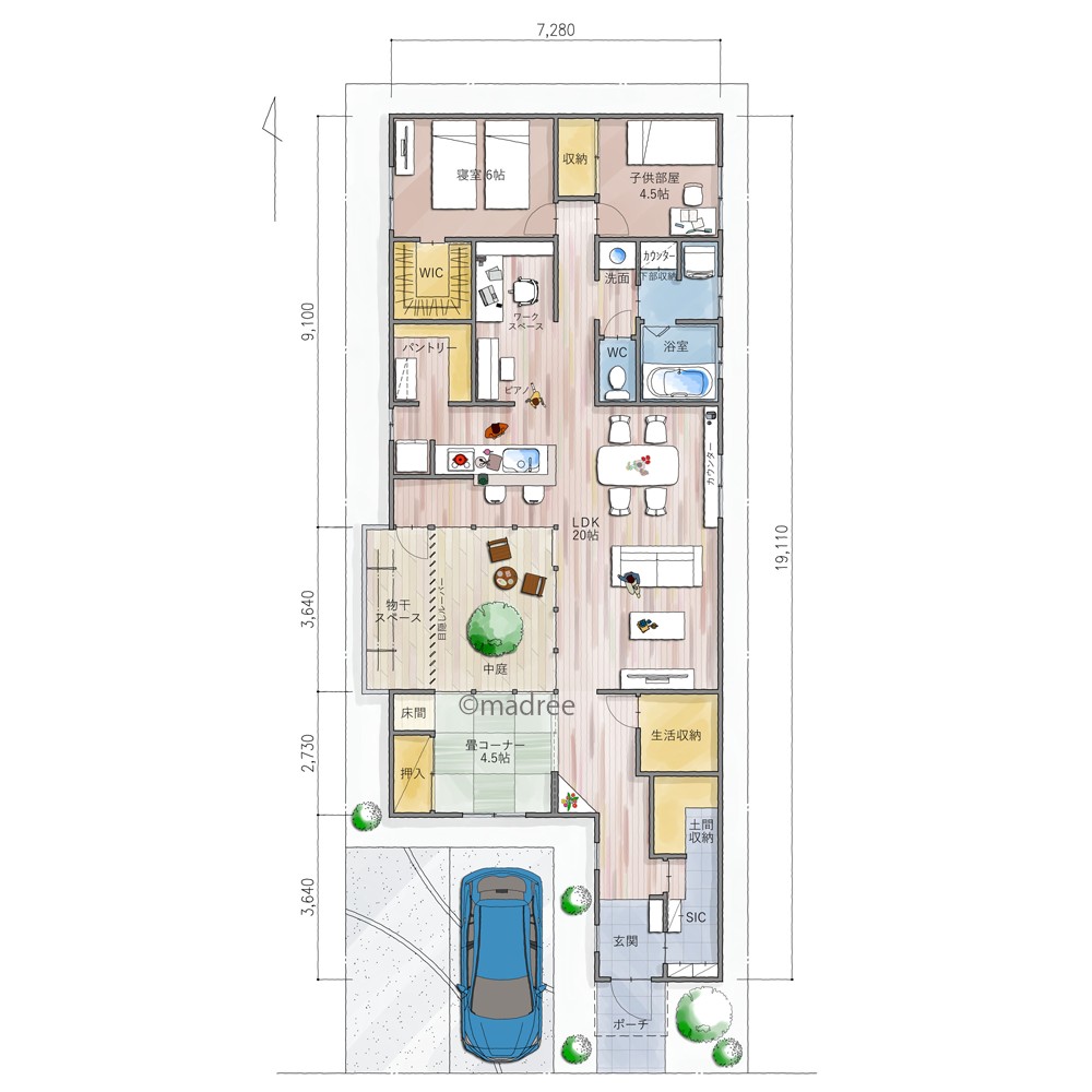 親子のコミュニケーションが増え、家事と仕事が両立しやすい平屋