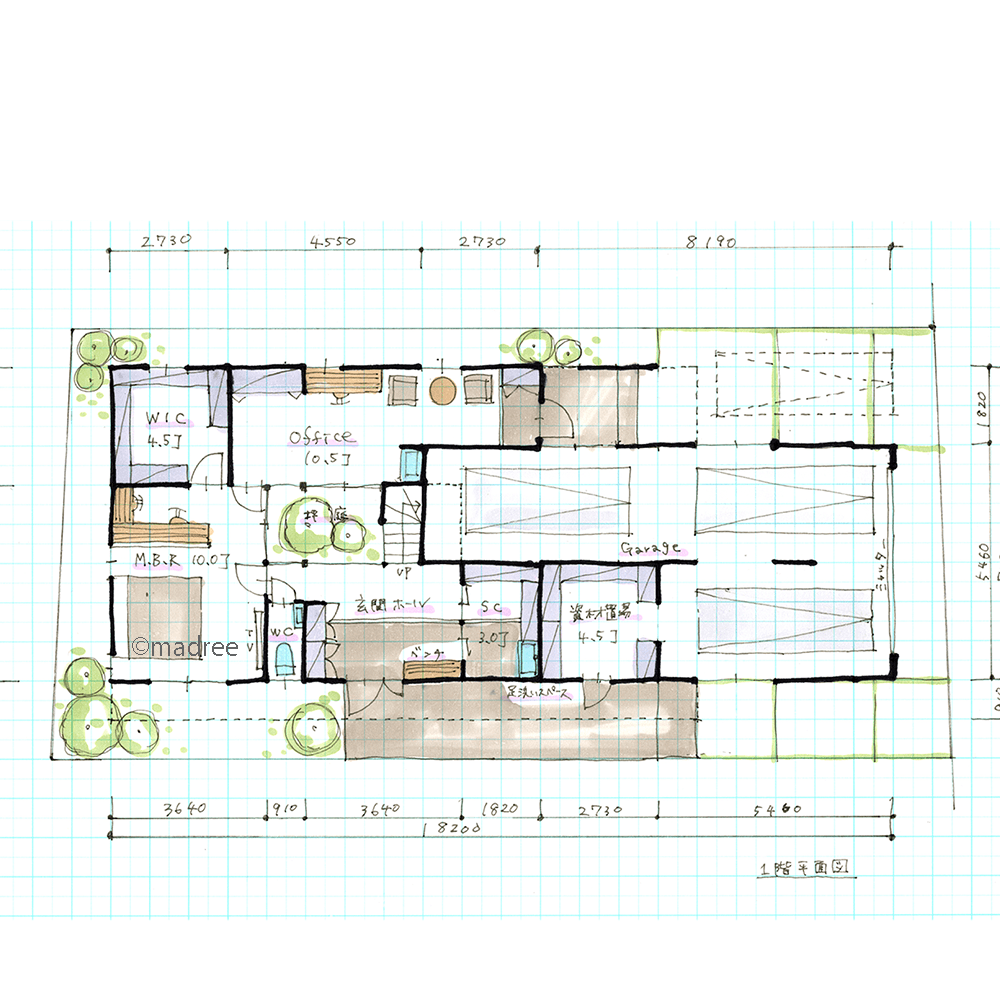 3方面から眺める癒しの坪庭、プライバシーを守りつつ明るさと風通しを得られる家