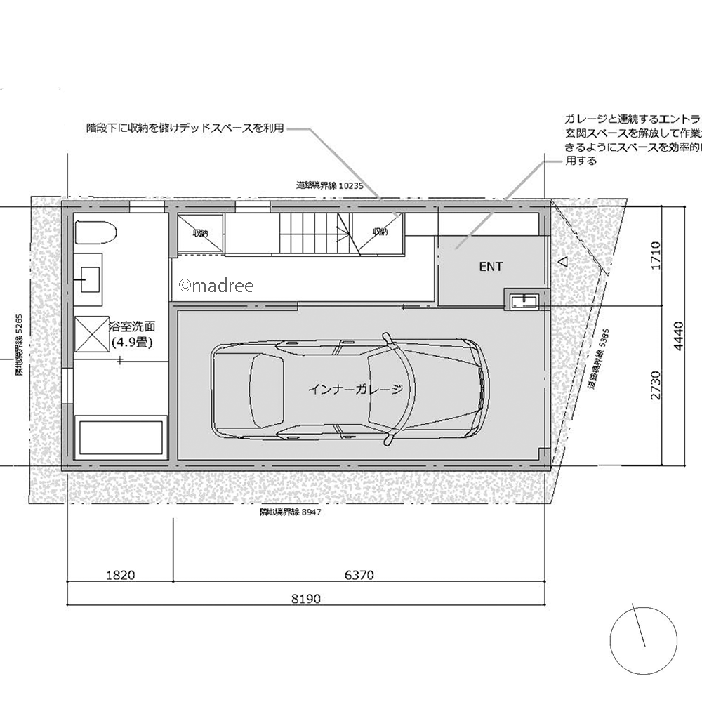 憧れのインナーガレージで趣味満喫、トップライトから光溢れる3階建て狭小住宅