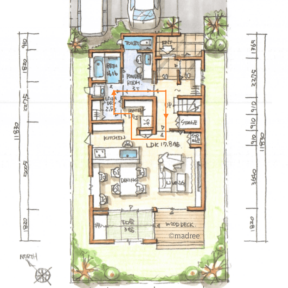 パントリー中心に生活を繋ぐ、家事を楽にする便利な回遊動線の家