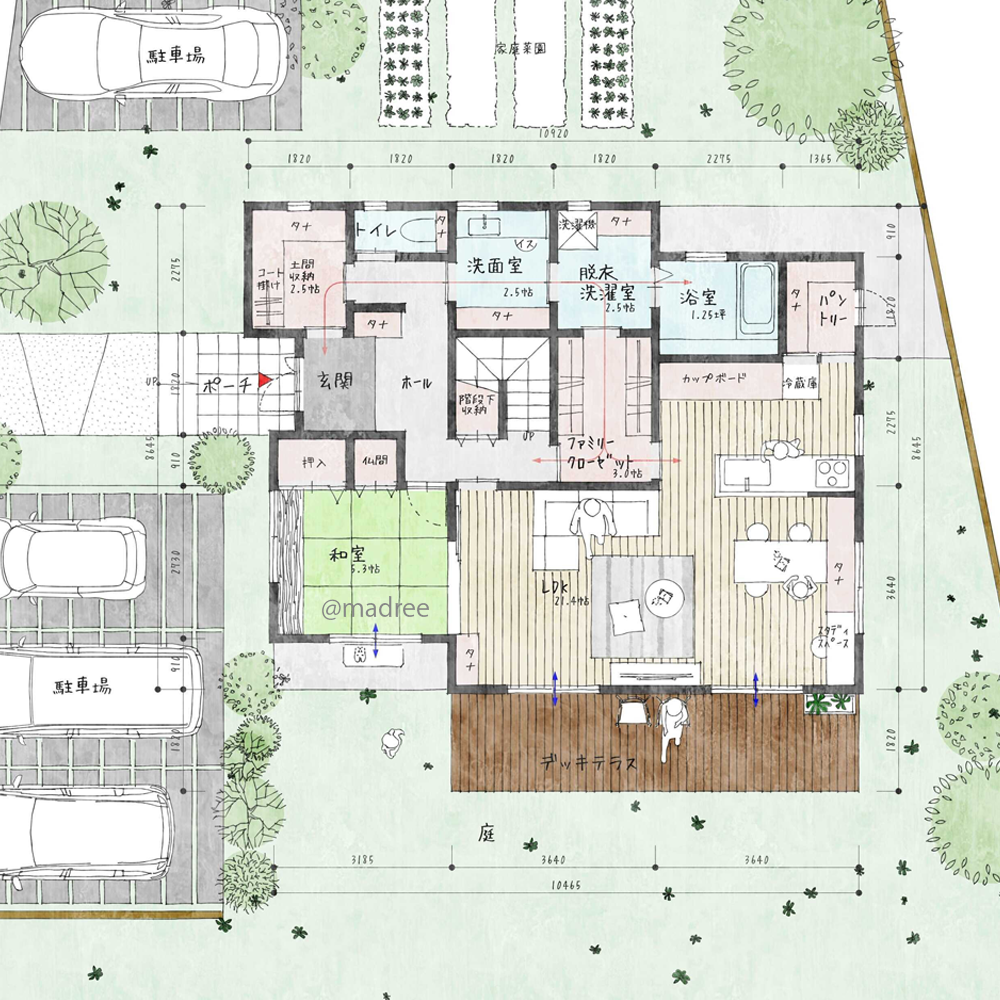 雪道具もスッキリ片付く広々玄関土間、玄関から浴室へ裏動線で直行の家