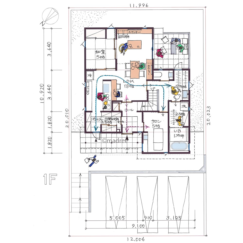 機能的なサニタリースペースで自宅サロン併用の家