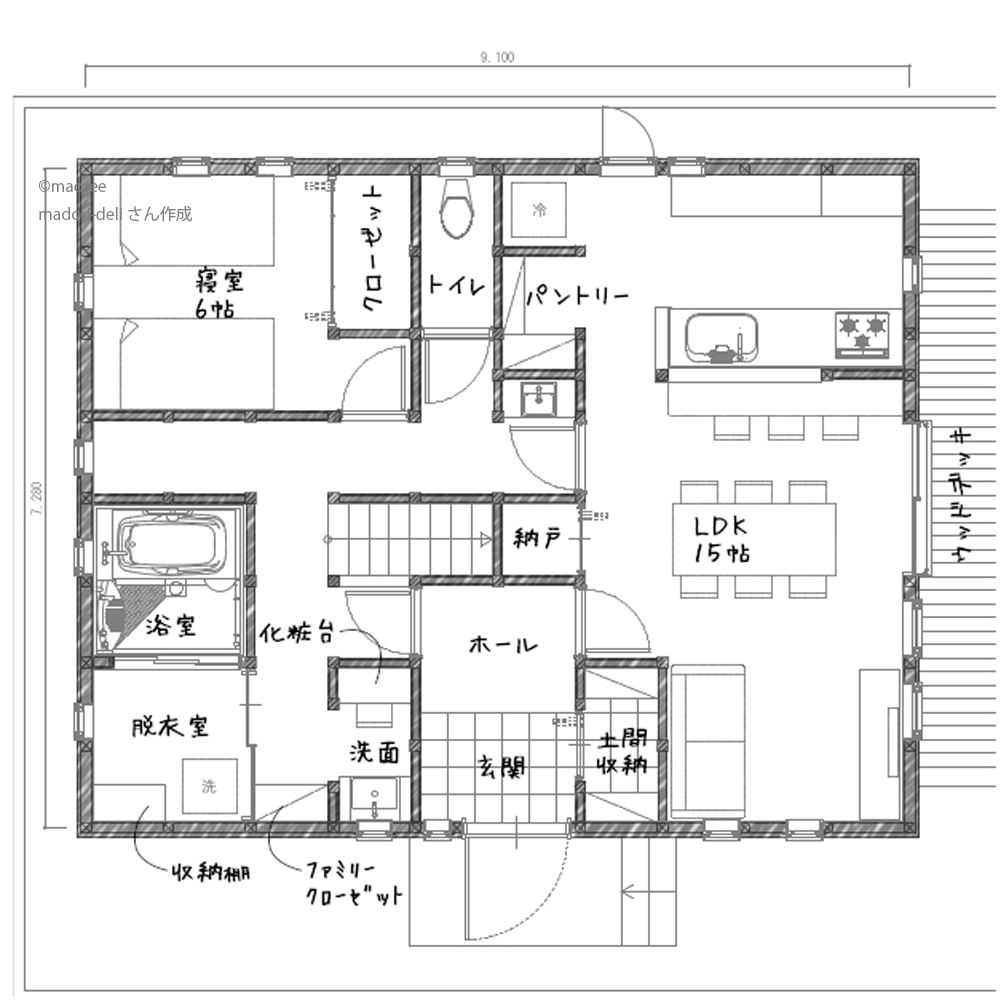 南向き吹抜が親子をつなぐ、2WAY玄関のある家