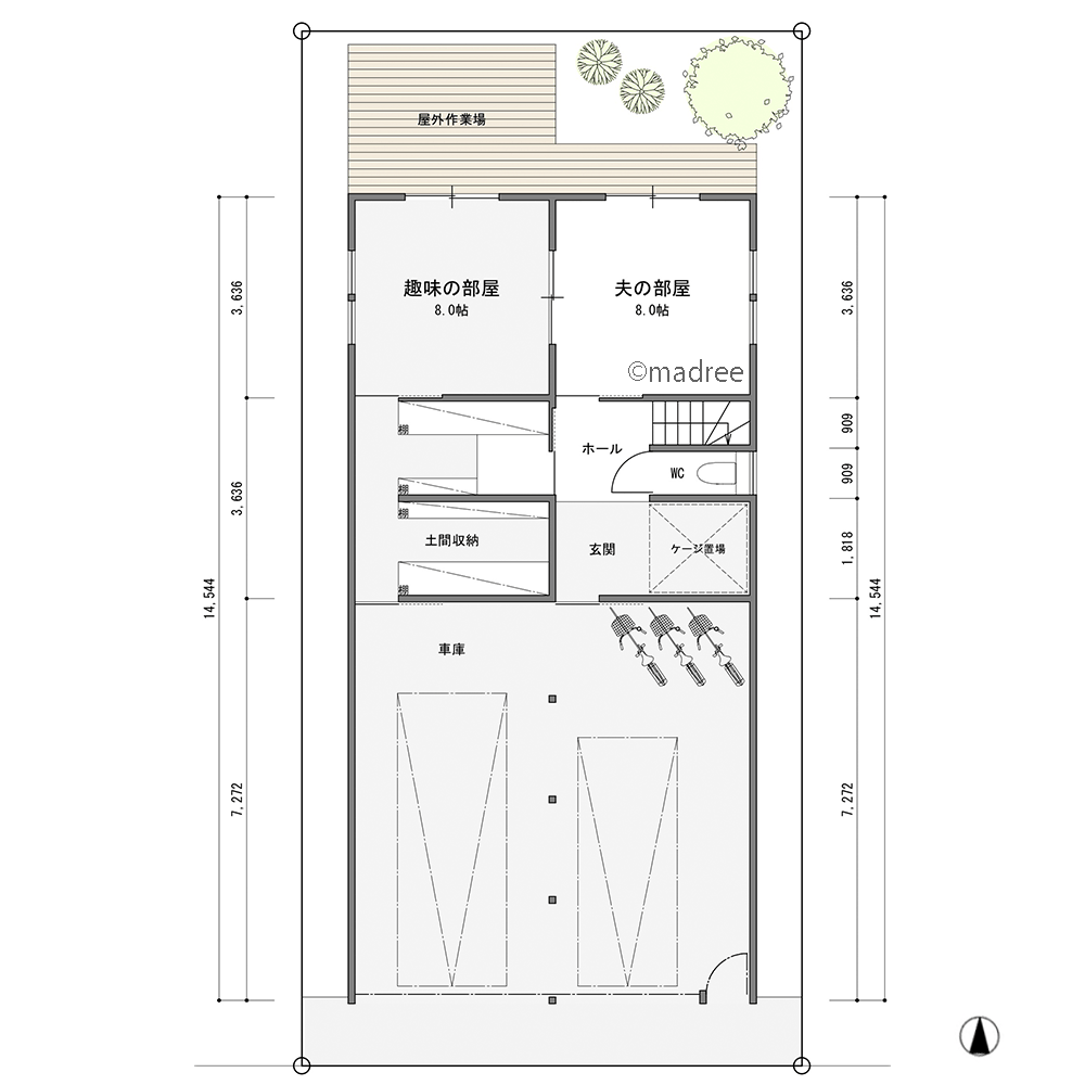 目的に合わせて別階フロアで過ごせる、ビルトインガレージのある3階建ての家