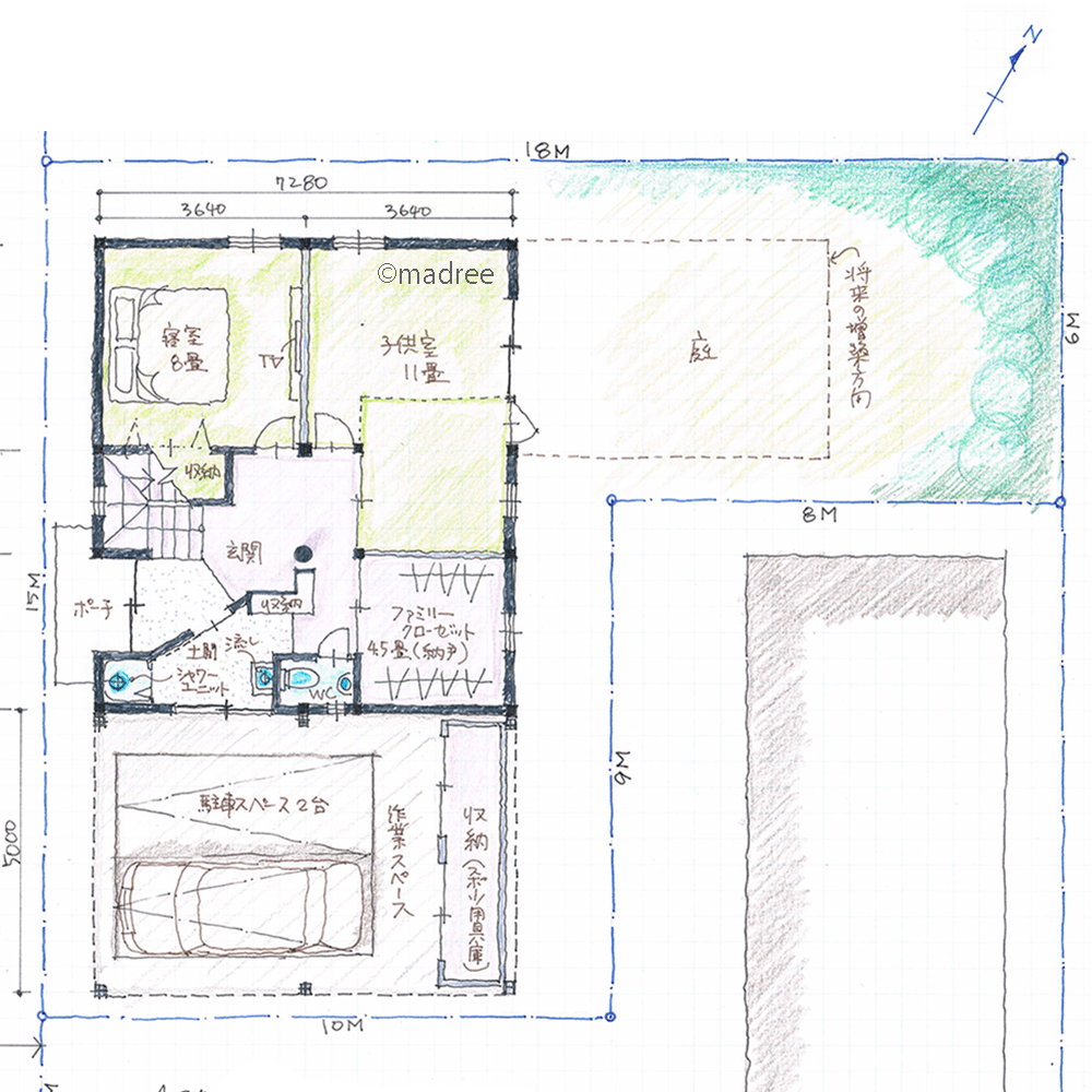 生活スタイルに合わせた余地計画、家族の今を反映して建物を変化させていく家