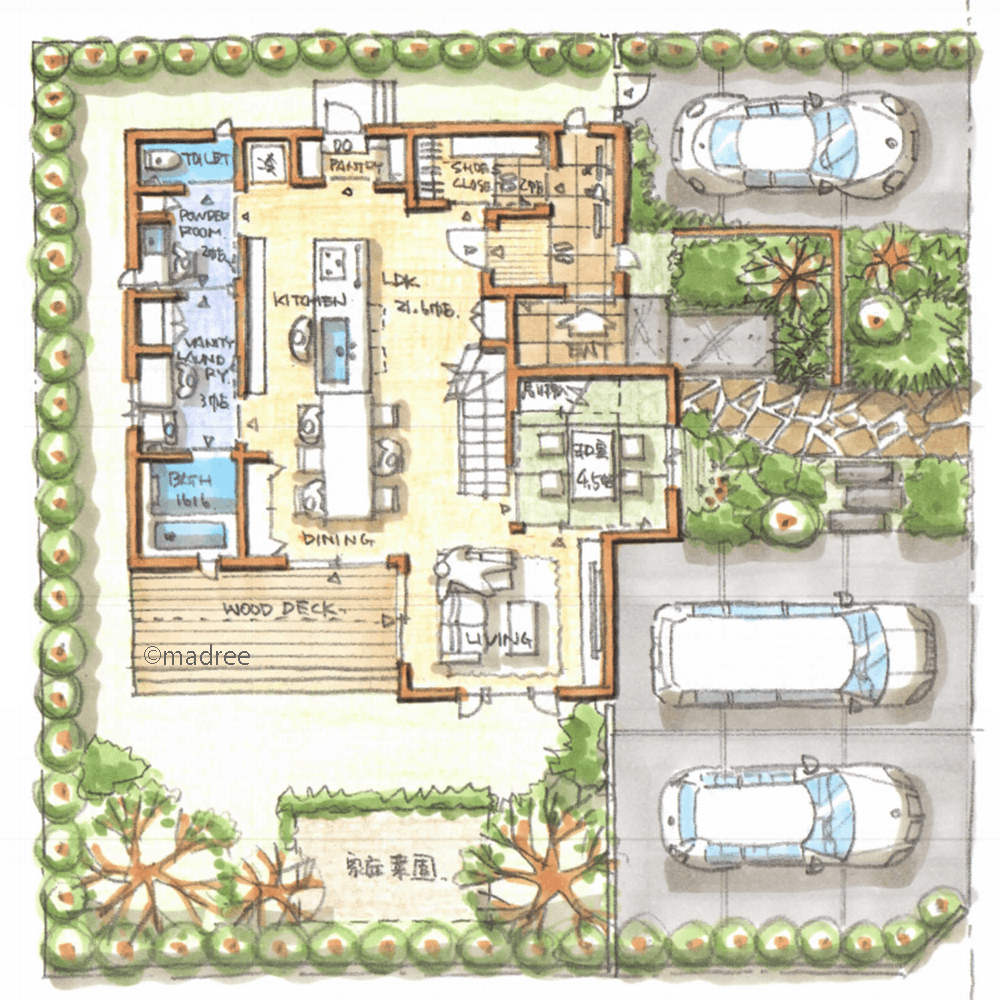 庭の緑と光をたっぷり取り込み、のびのび過ごせる耐震性に優れた家