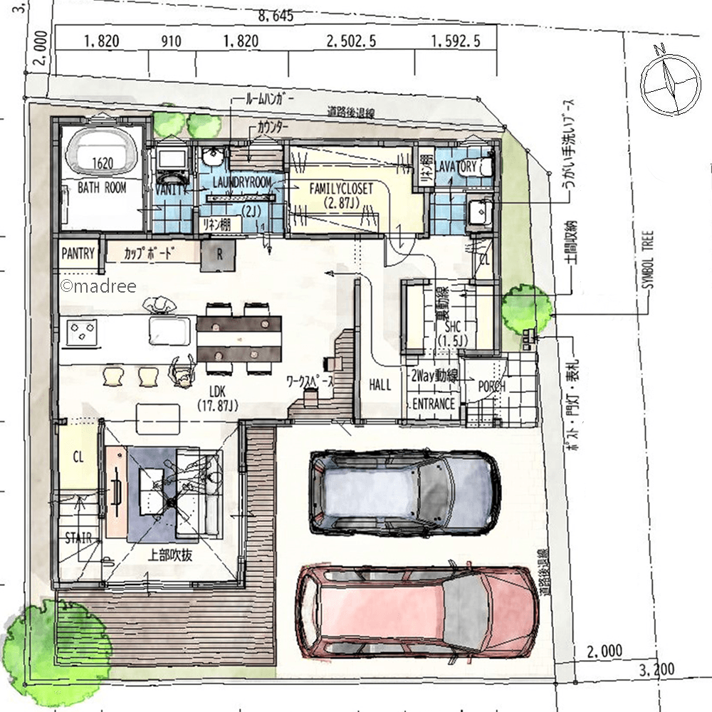 ウォークスルーで水廻りへ直行、帰宅後の手洗いが自然と習慣になる家