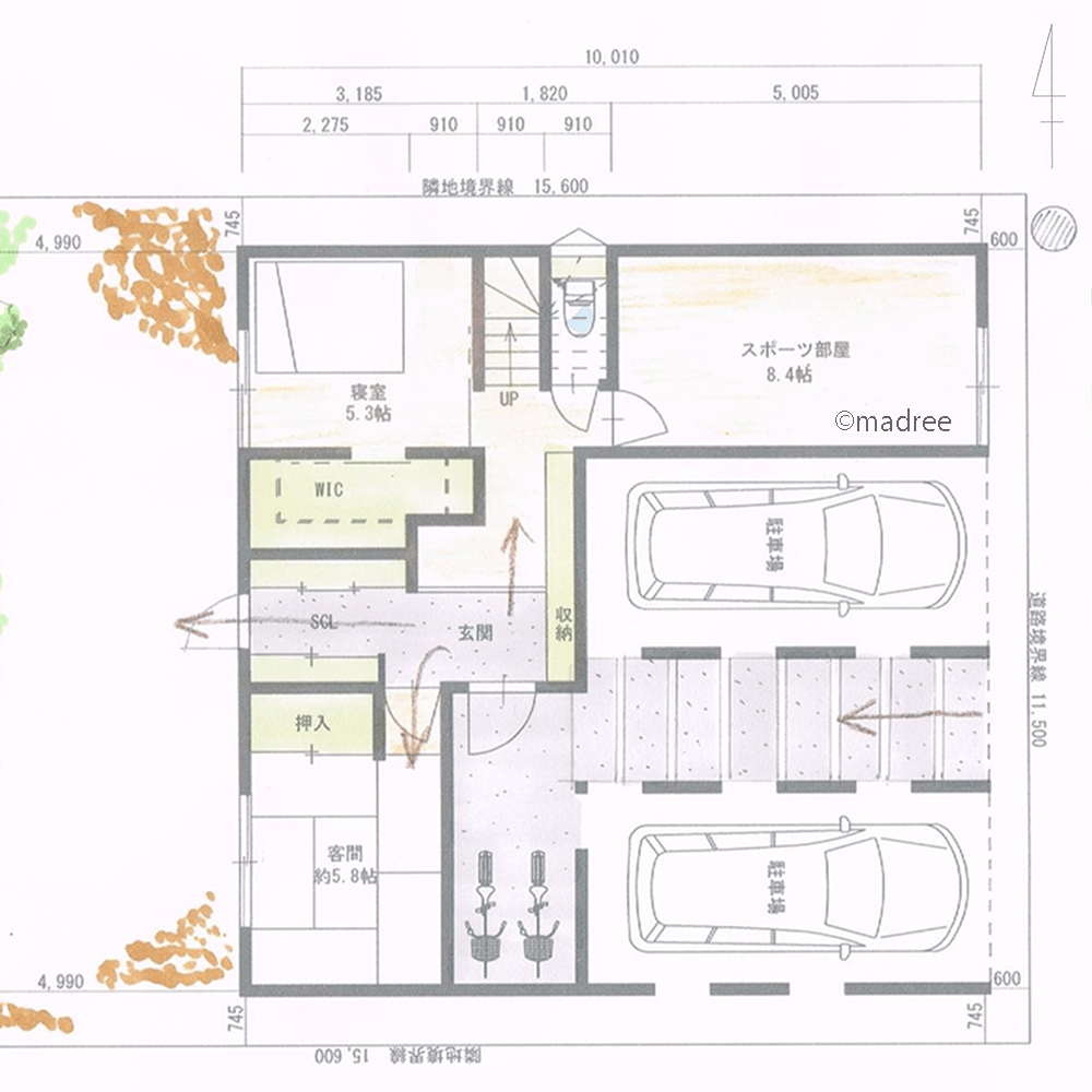 家事も趣味も家族で楽しむ、インナーテラスと吹抜で縦横に視線が抜ける家