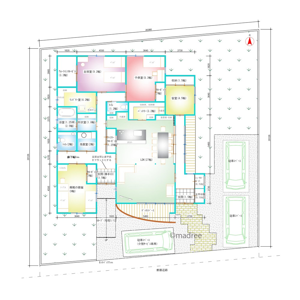 介護を必要とする両親と、ストレスフリーに暮らす平屋の二世帯住宅