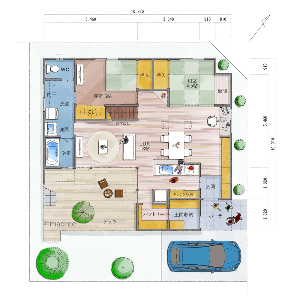 身体の負担を減らすシンプルな家事動線、リタイア後の暮らしを愉しむ平屋の終の棲家