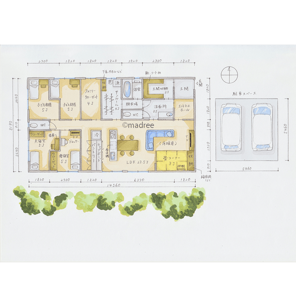 毎日の家事がぐっと楽になる、無駄な動きが少ないコンパクトな生活動線の平屋
