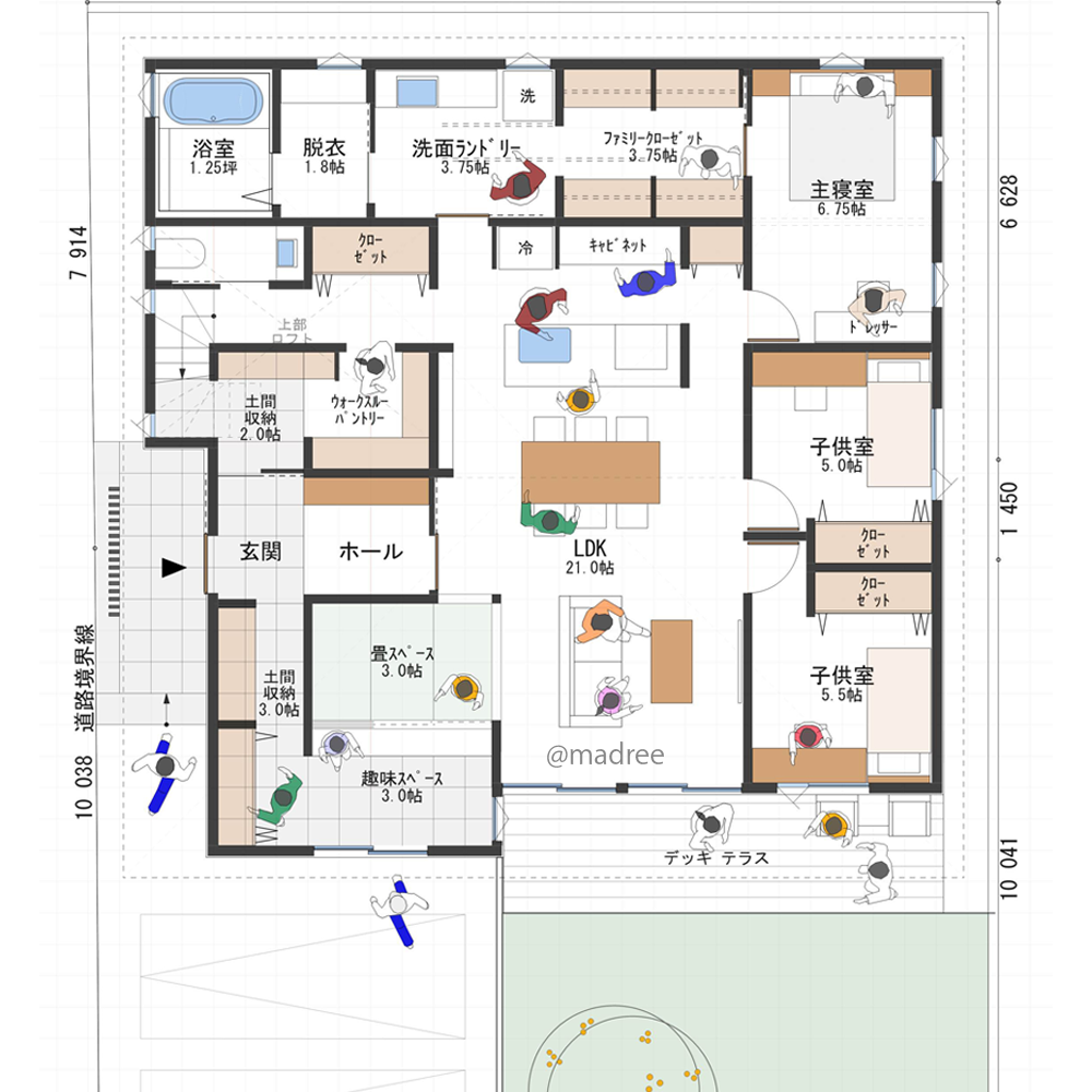 ママのお手伝いが楽しくなる、ウォークスルー家事ラク動線の平屋