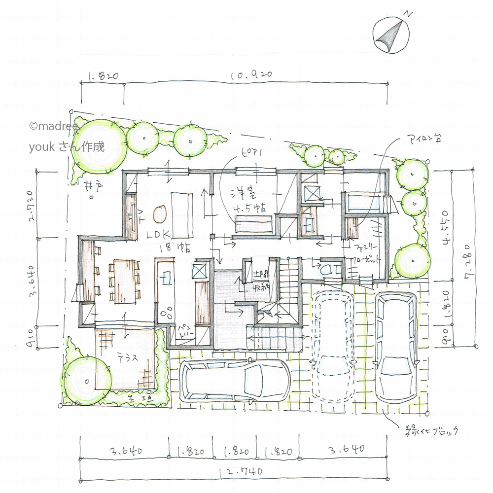 家事室にもなるファミリークローゼットがある家