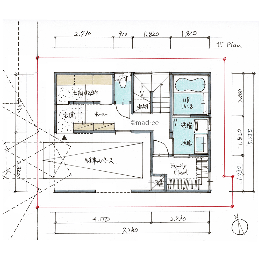 階ごとのゾーニングで暮らし整う、視線が抜ける狭小地の三階建て住宅