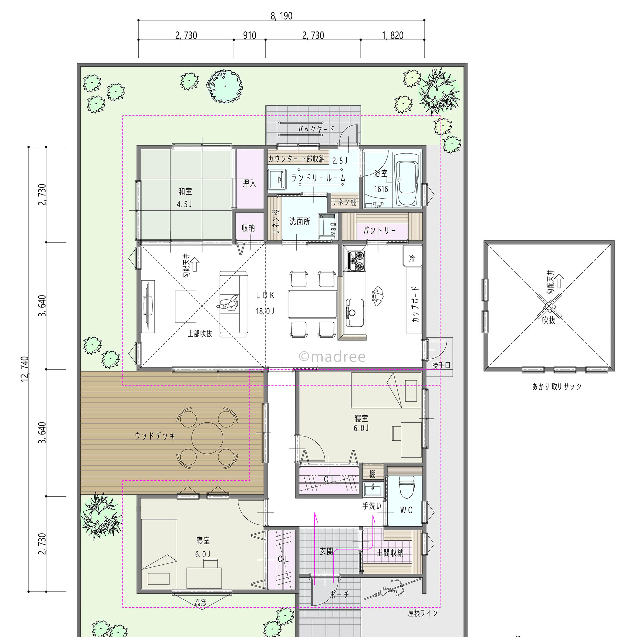 光と風を取り込んだ開放感溢れる居心地良い暮らしが叶う間取り