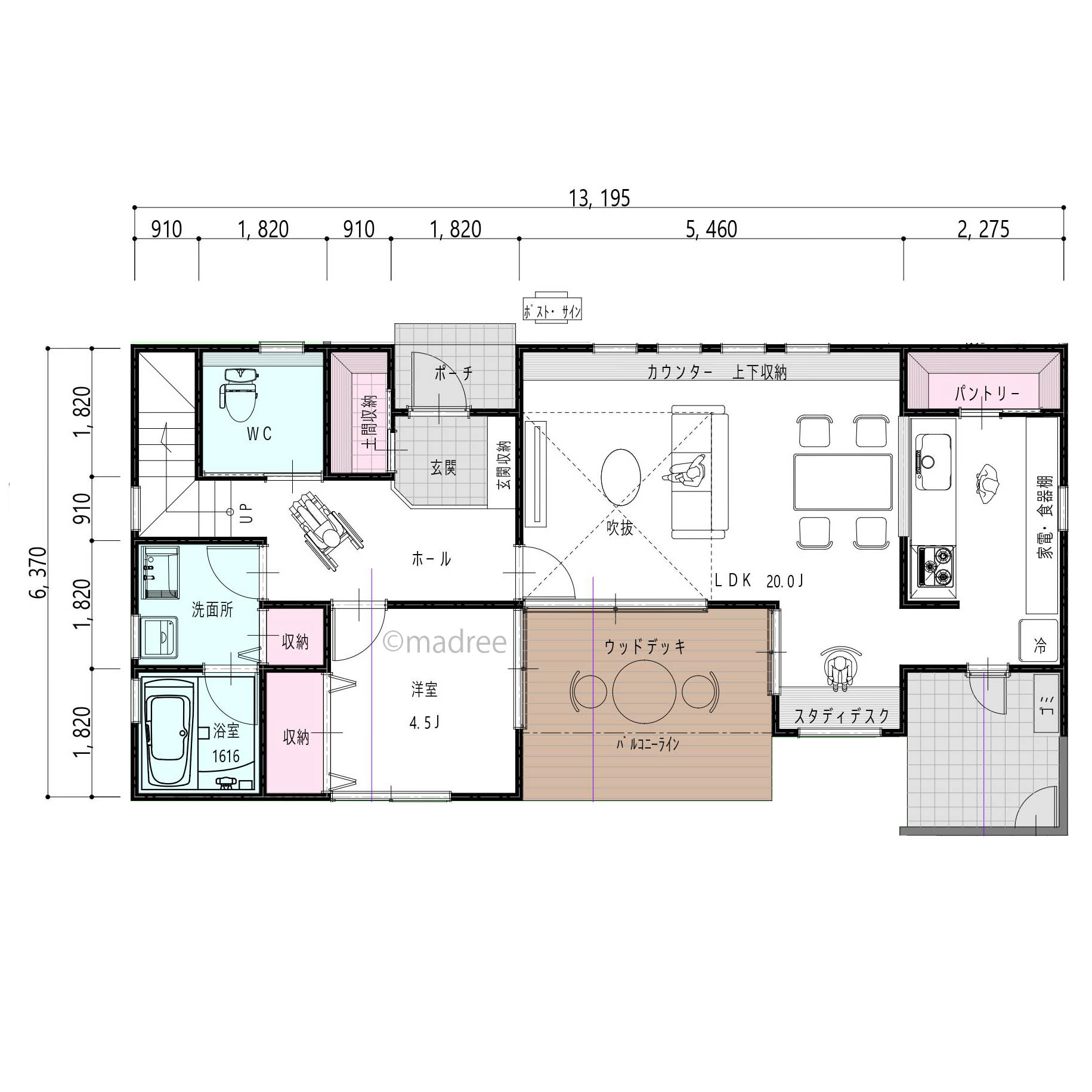 開放感たっぷりの吹抜と、リビングの開口窓から自然光を感じられる家
