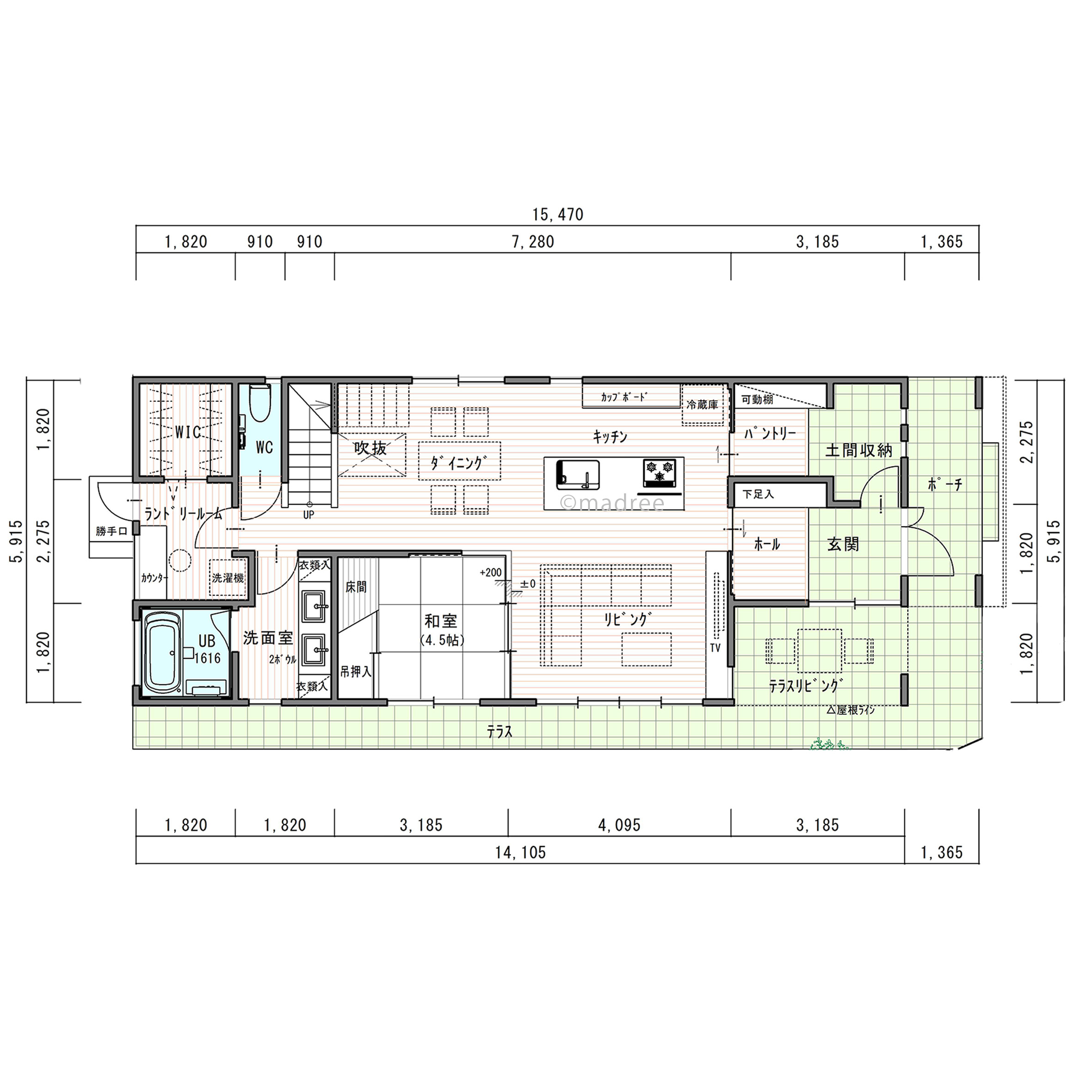 パノラマビューの庭と家がつながる開放的な空間で大勢の来客もOKの家