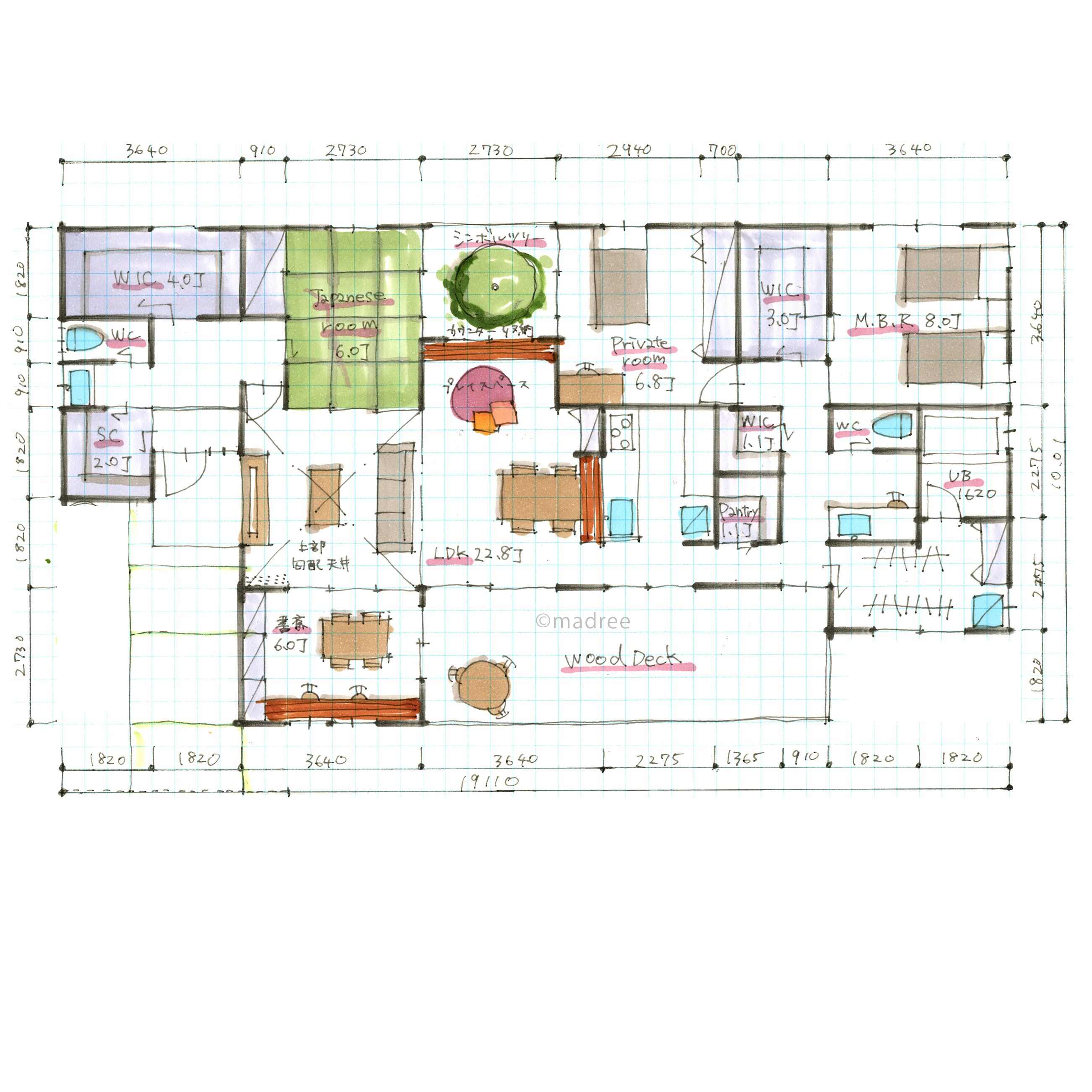 遊びと学びと寛ぎを家族で共有、広く長く住み続けられる平屋