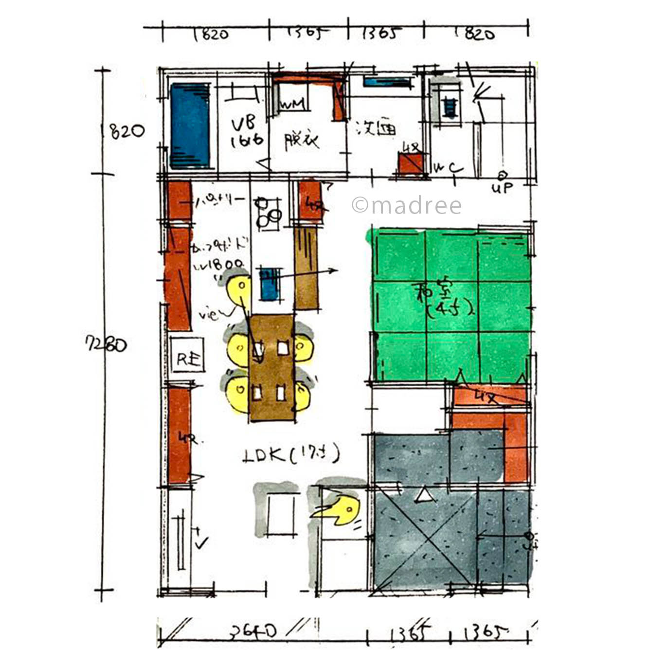 コンパクトに機能性を詰め込み、日の当たる居心地良い居住空間が魅力の間取り