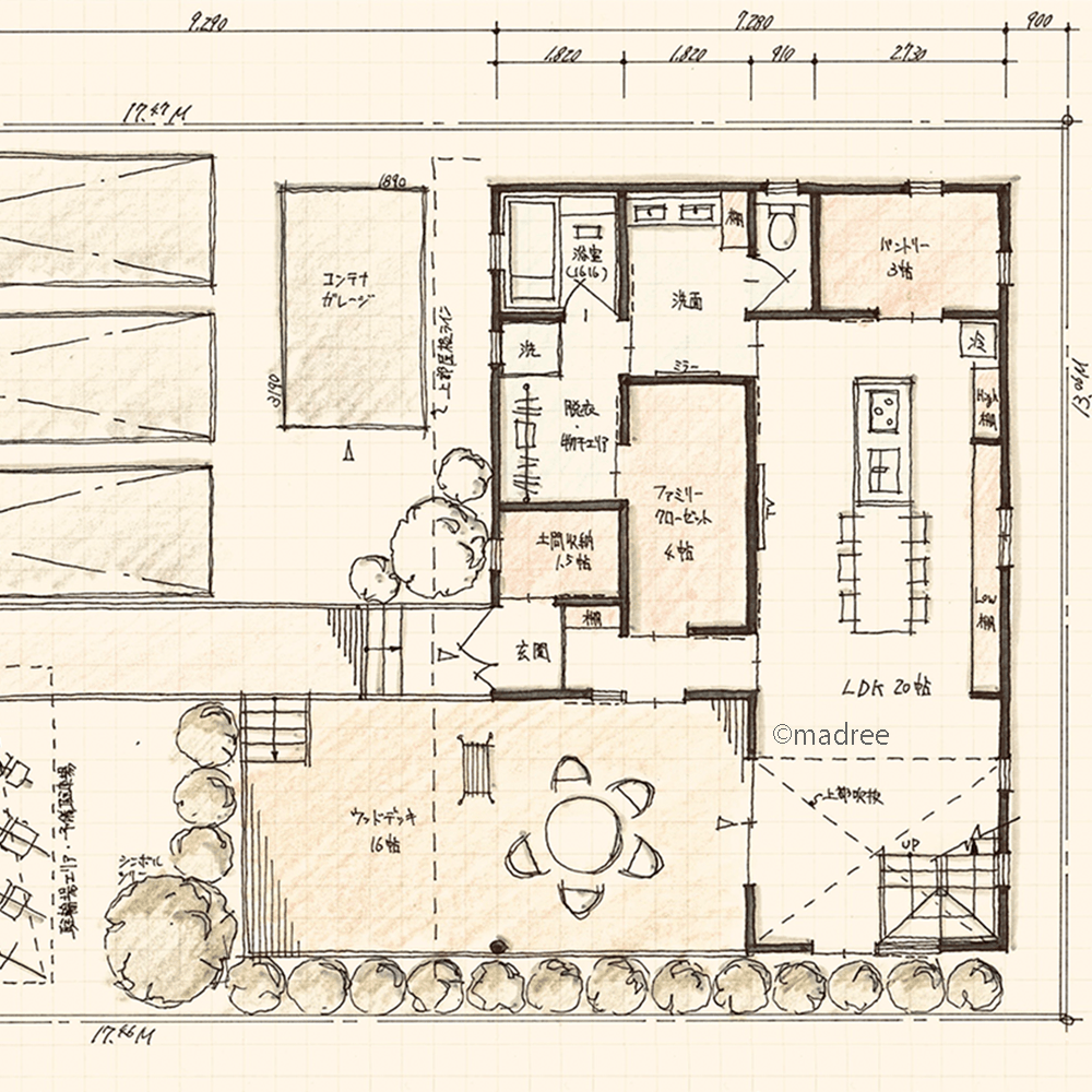 コンパクトな回遊性が家事時間を短縮、開放的な空間で仕事も趣味も気分良く過ごせる家