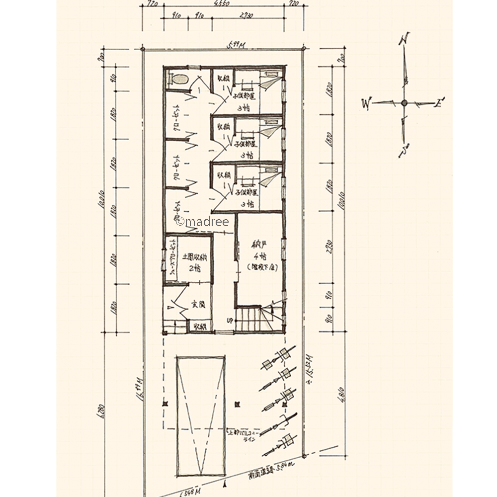 広めの洗面から繋がるファミクロ動線で、家族が多くても混雑せずに身支度整う家