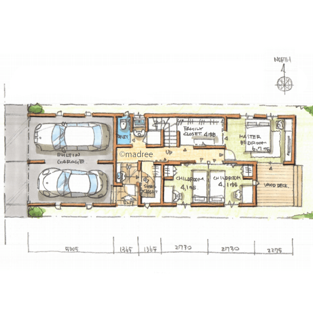 ダイニングキッチンを囲んで一家団欒、いつも家族を感じる心地良い2階LDKの家