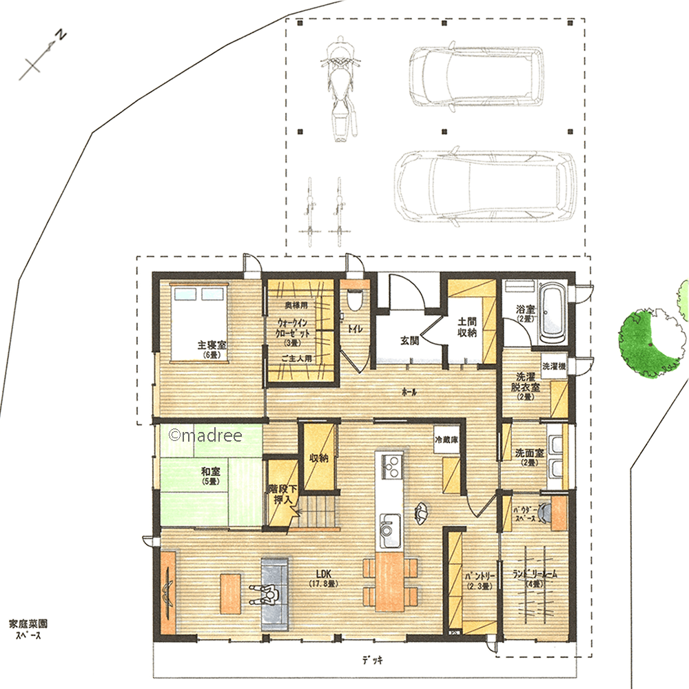 生活感隠してサクサク捗るキッチン裏の家事動線、LDKから海を楽しむ大開口窓の家