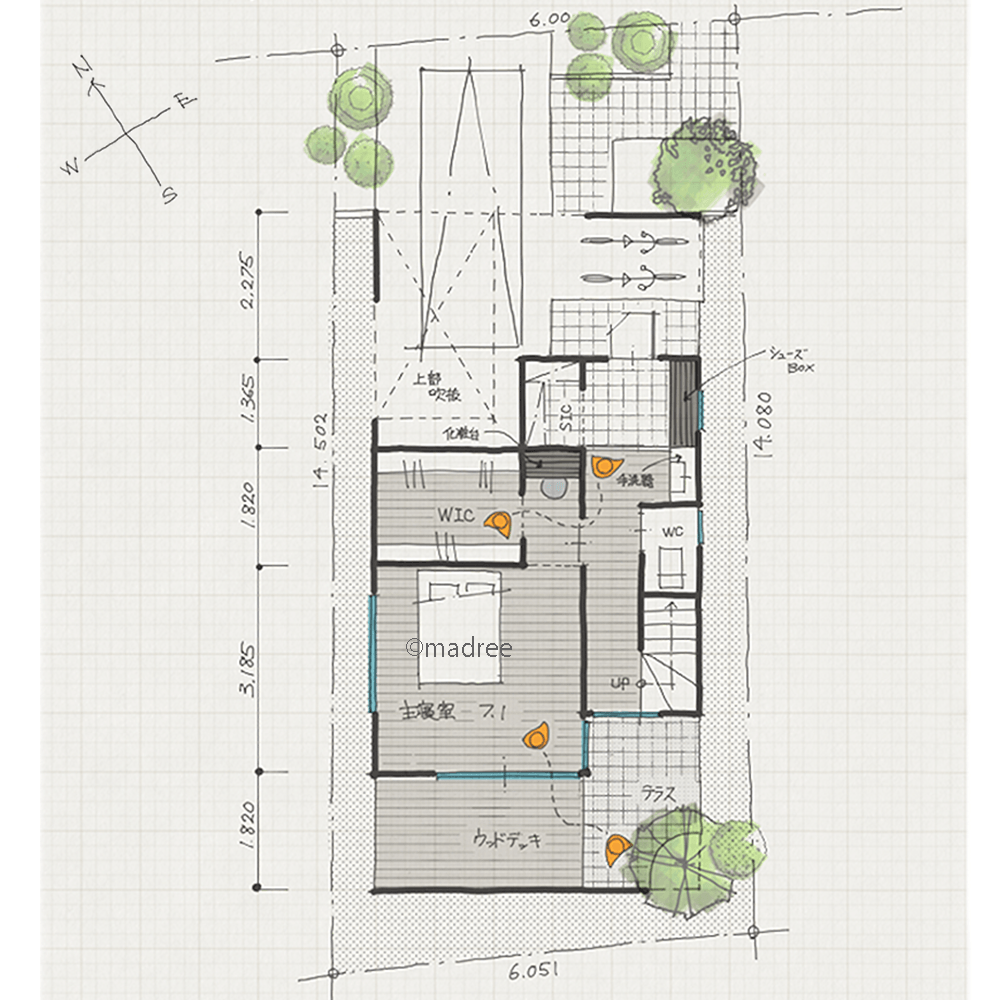 生活の中心を2階に集約、大きな吹抜の陽だまりLDKに家族集う家