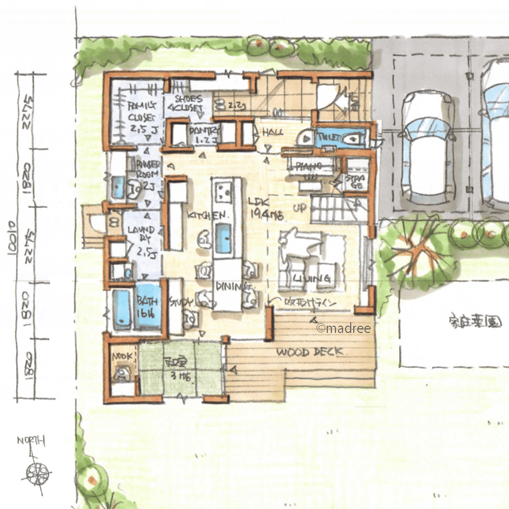 ファミリーライブラリーで本に親しむ空間を、休日はのんびり家で過ごしたくなる家
