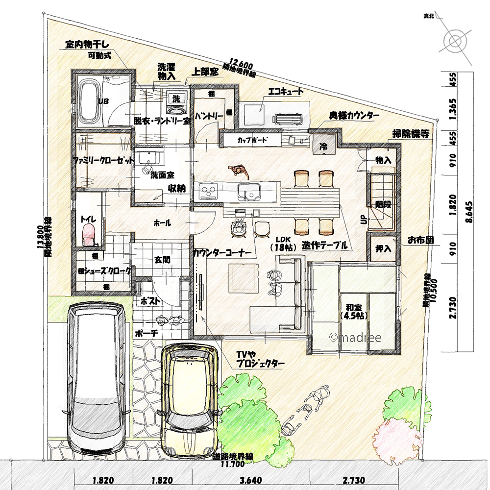 裏動線に生活感をまるっと隠す、人が集まる居心地良いカフェライクな家