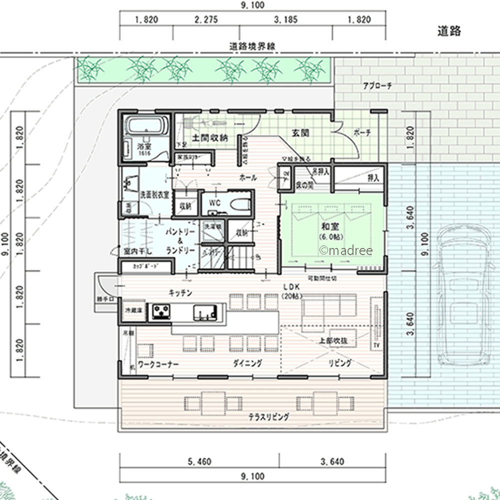 ピクチャーウィンドウで四季折々楽しむ、家族やゲストの心と体を癒やす家
