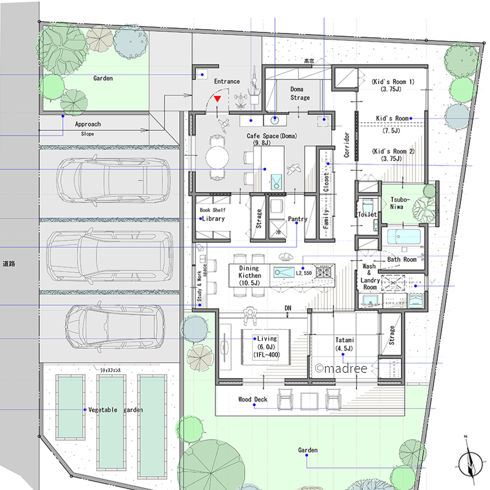 土間のキッチンで来客をおもてなし、趣味を活かしたお家カフェスペースのある平屋